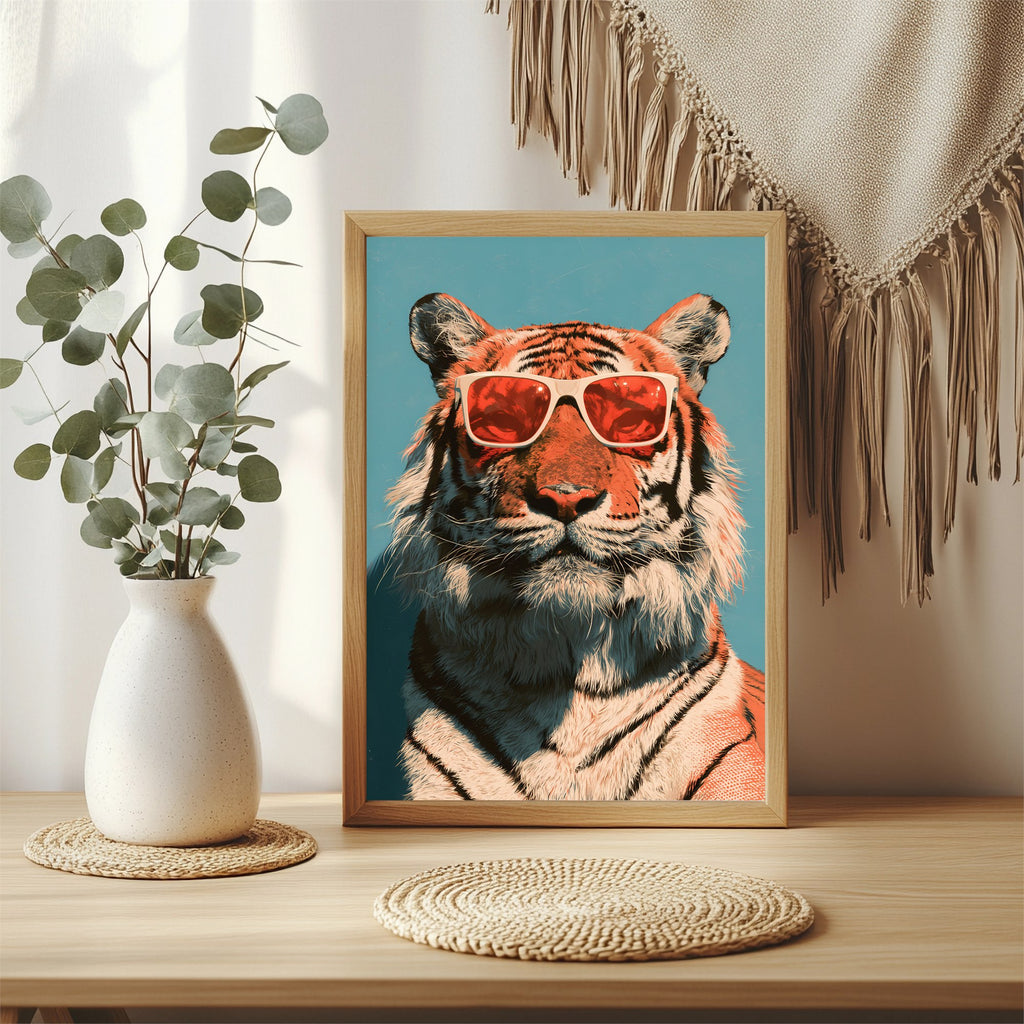 Tiger mit Sonnenbrille Poster – Raumansicht 3