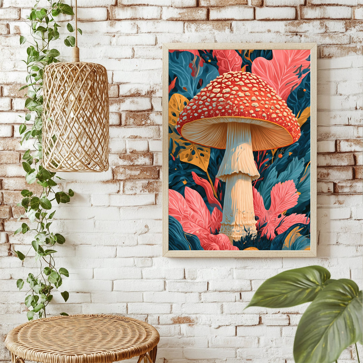Fliegenpilz in Pink Poster – Raumansicht 1