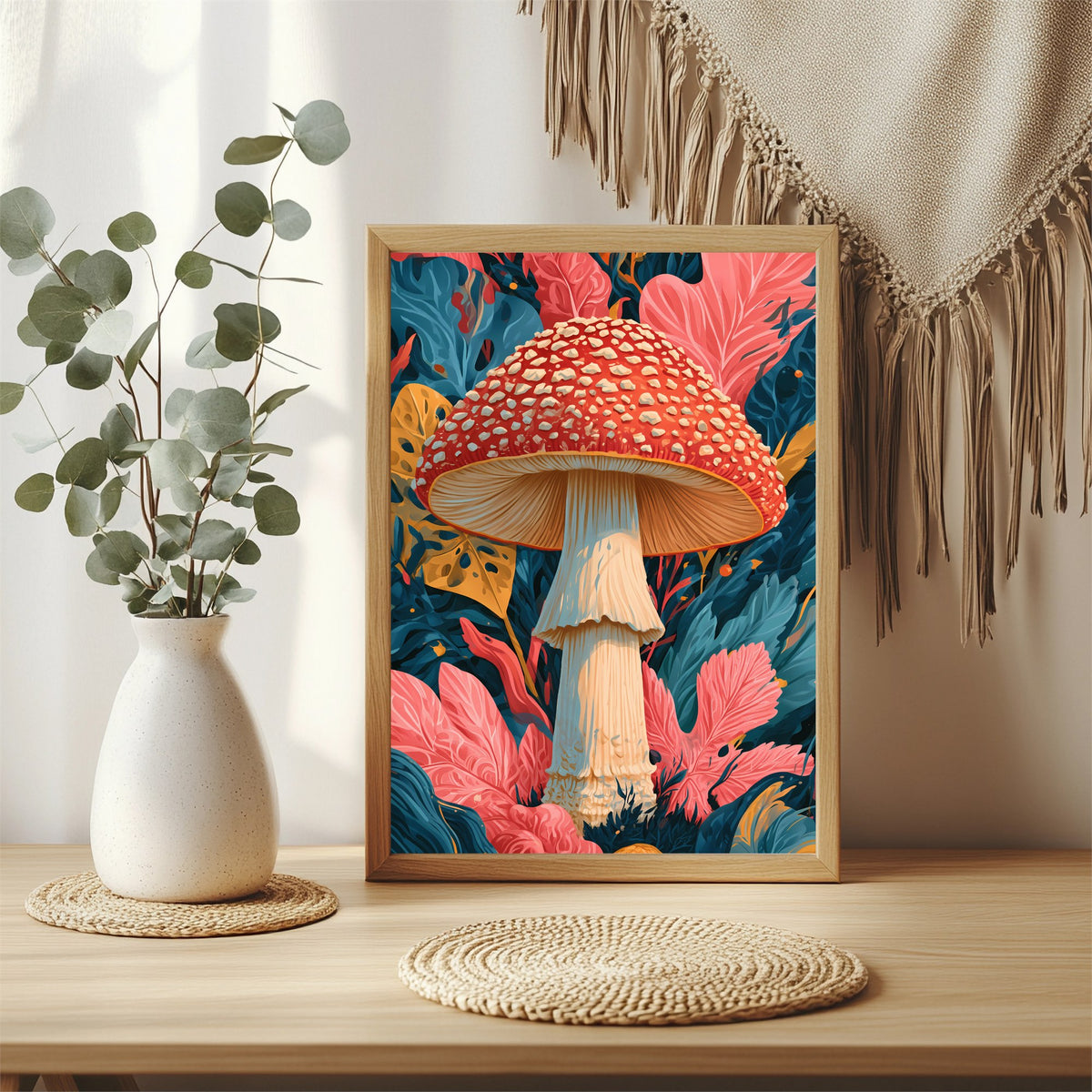 Fliegenpilz in Pink Poster – Raumansicht 3