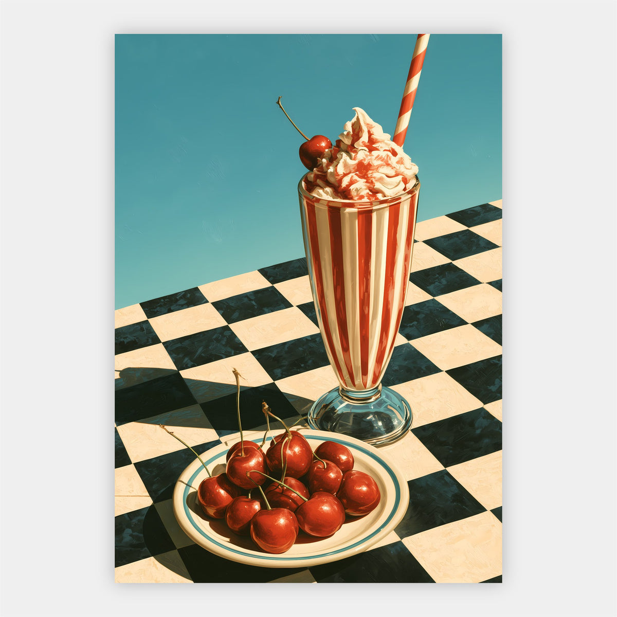 Milchshake und Kirschen Poster – Freisteller