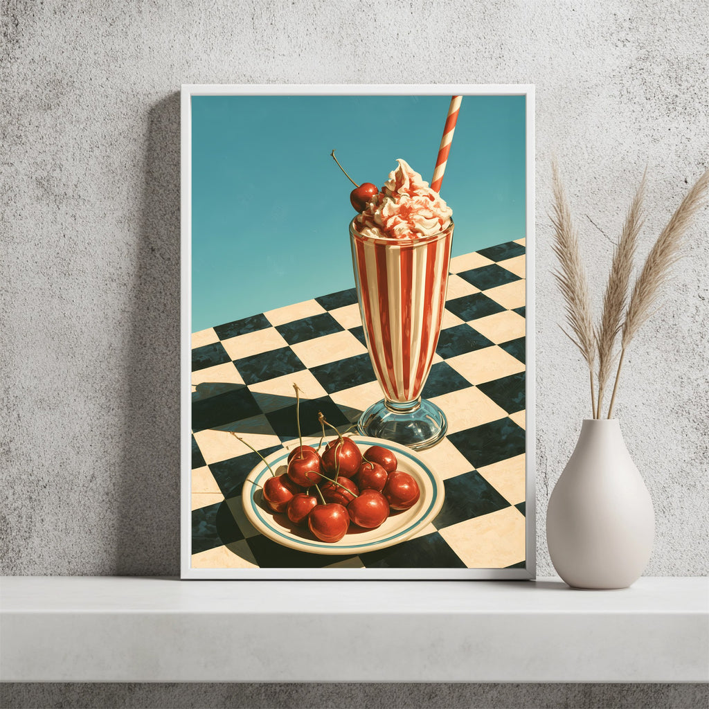 Milchshake und Kirschen Poster – Raumansicht 2
