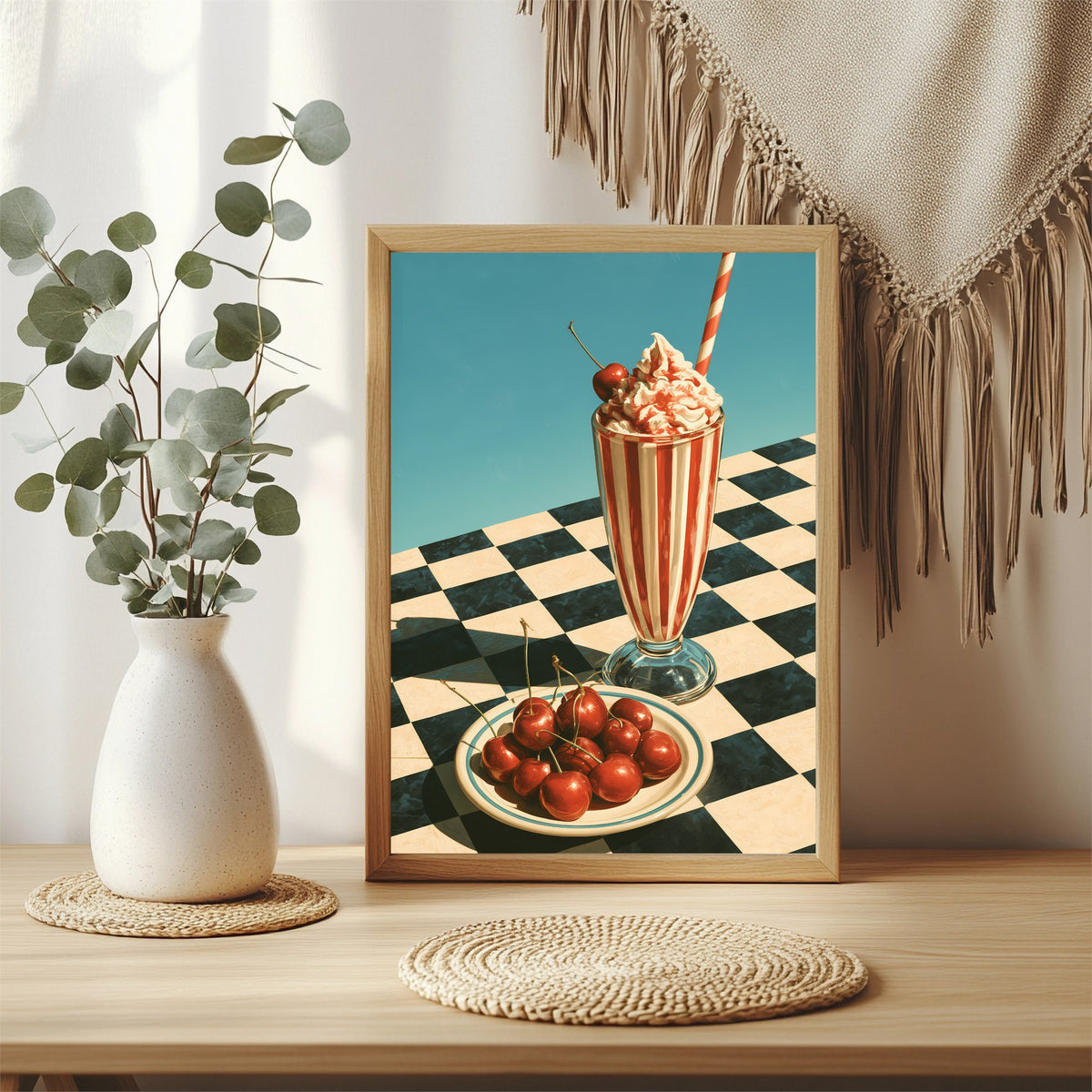 Milchshake und Kirschen Poster – Raumansicht 3