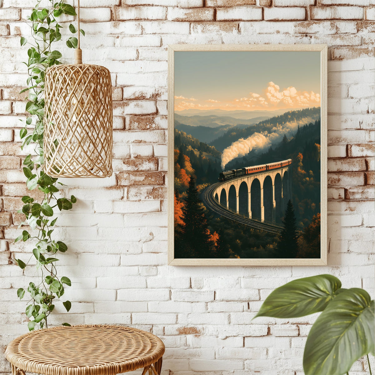 Dampfzug auf dem Viadukt Poster – Raumansicht 1