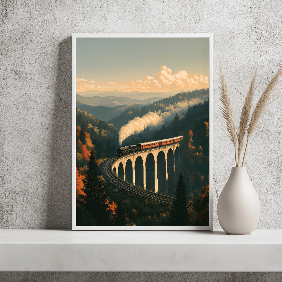Dampfzug auf dem Viadukt Poster – Raumansicht 2