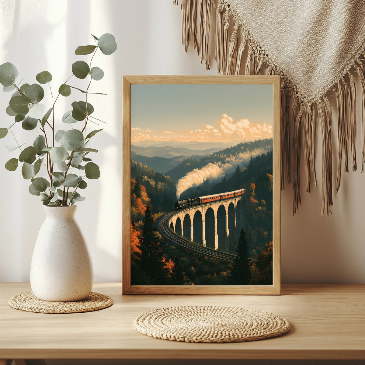 Dampfzug auf dem Viadukt Poster – Raumansicht 3