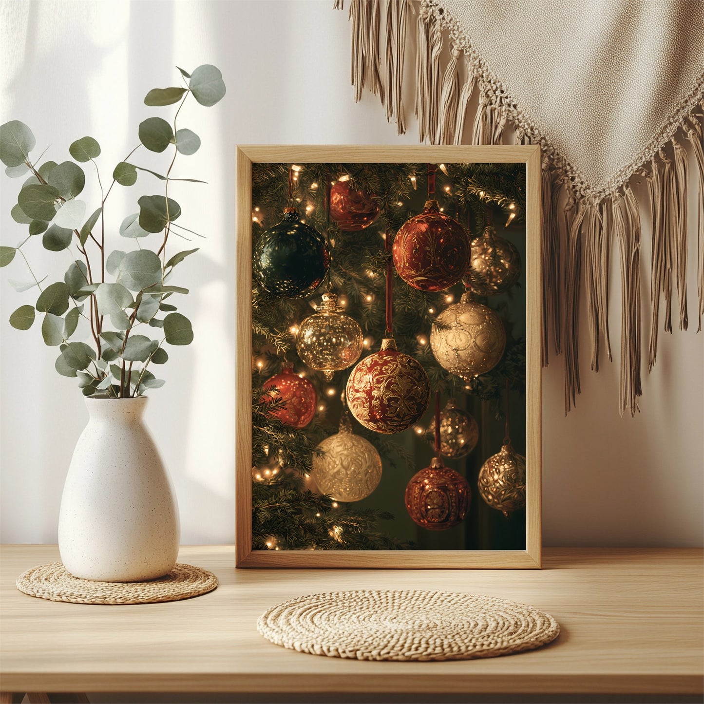 Weihnachtskugeln am Baum Poster – Raumansicht 3