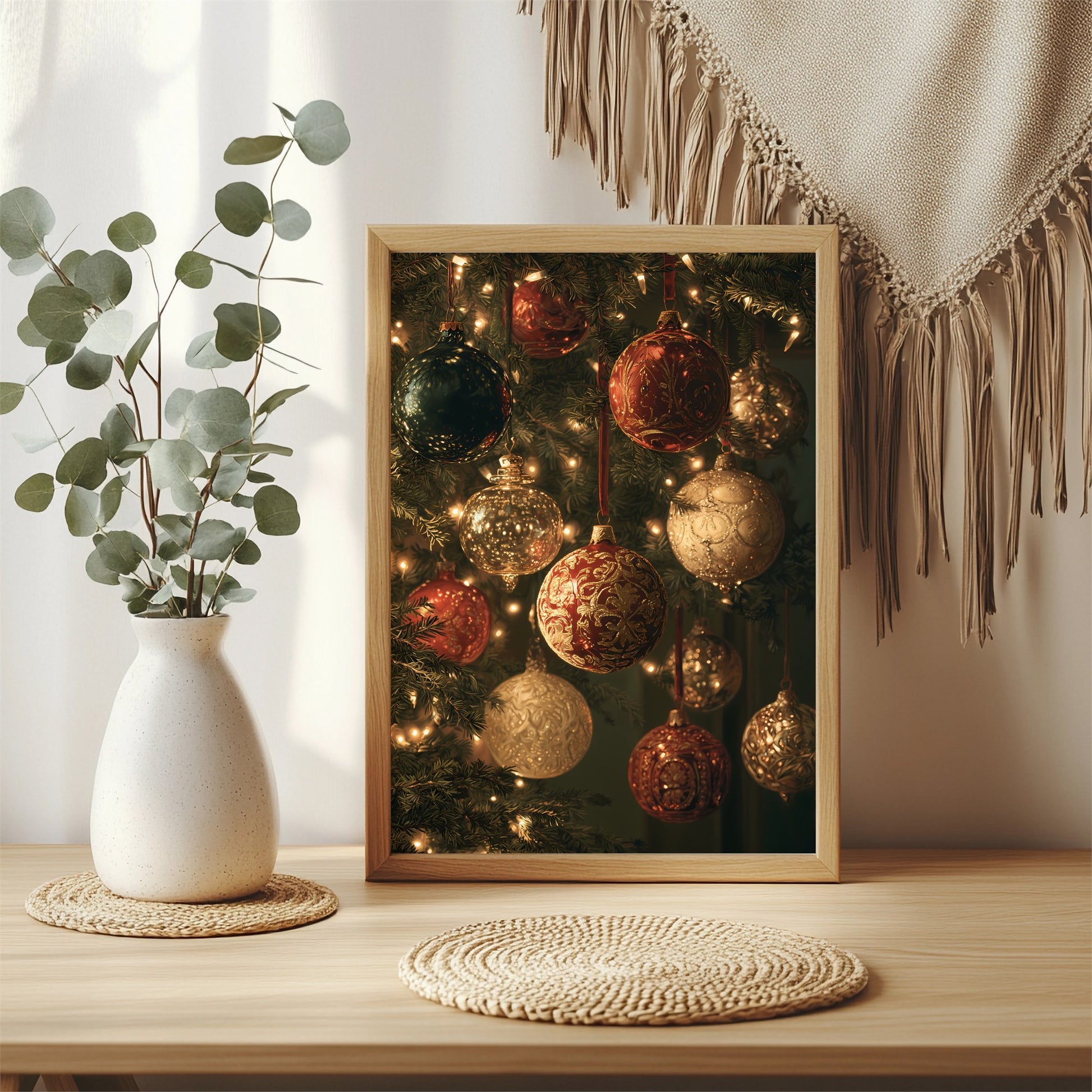 Weihnachtskugeln am Baum Poster – Raumansicht 3