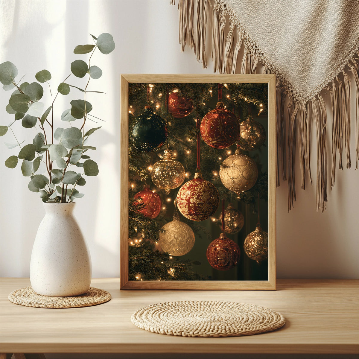 Weihnachtskugeln am Baum Poster – Raumansicht 3