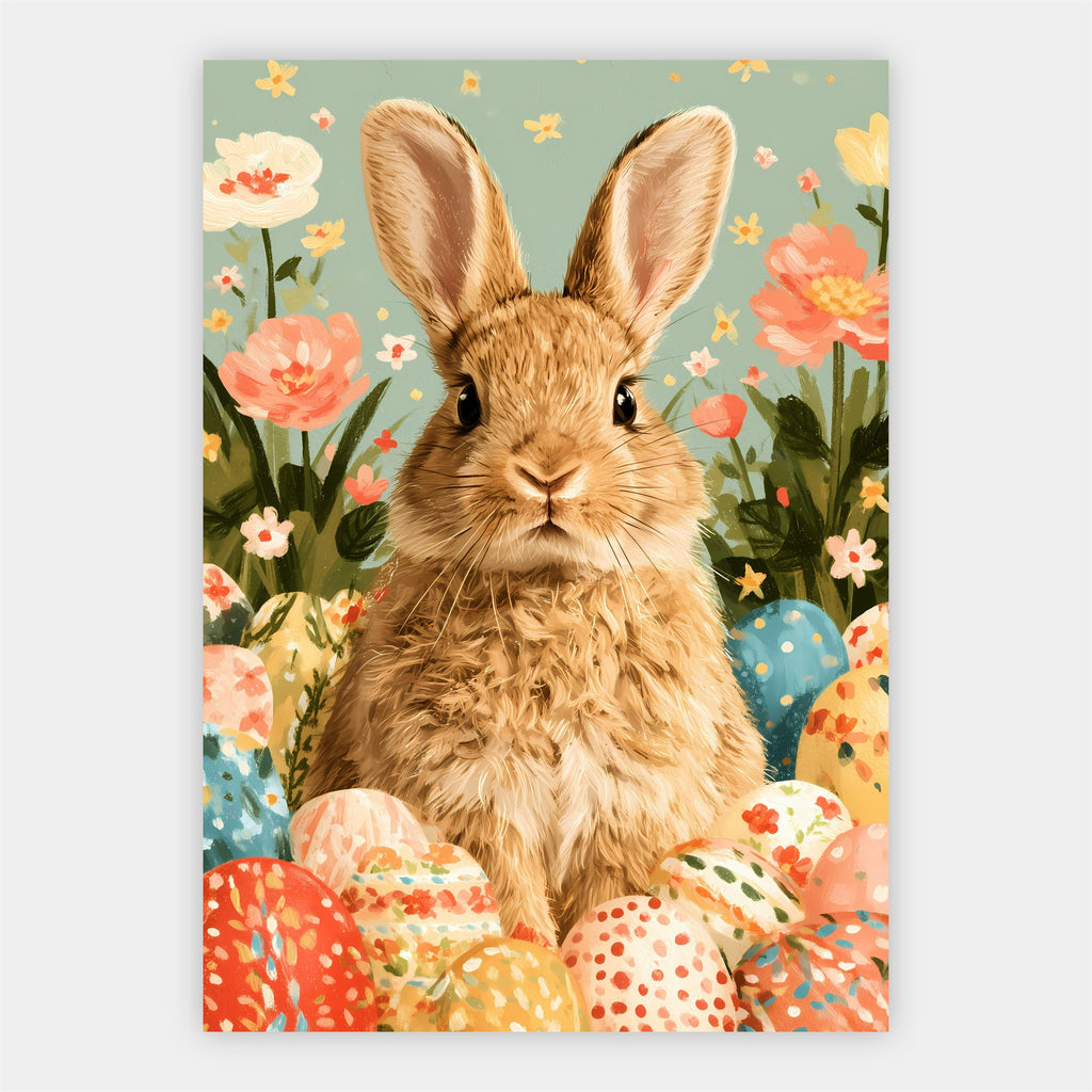 Osterhase mit bunten Eiern Poster – Freisteller