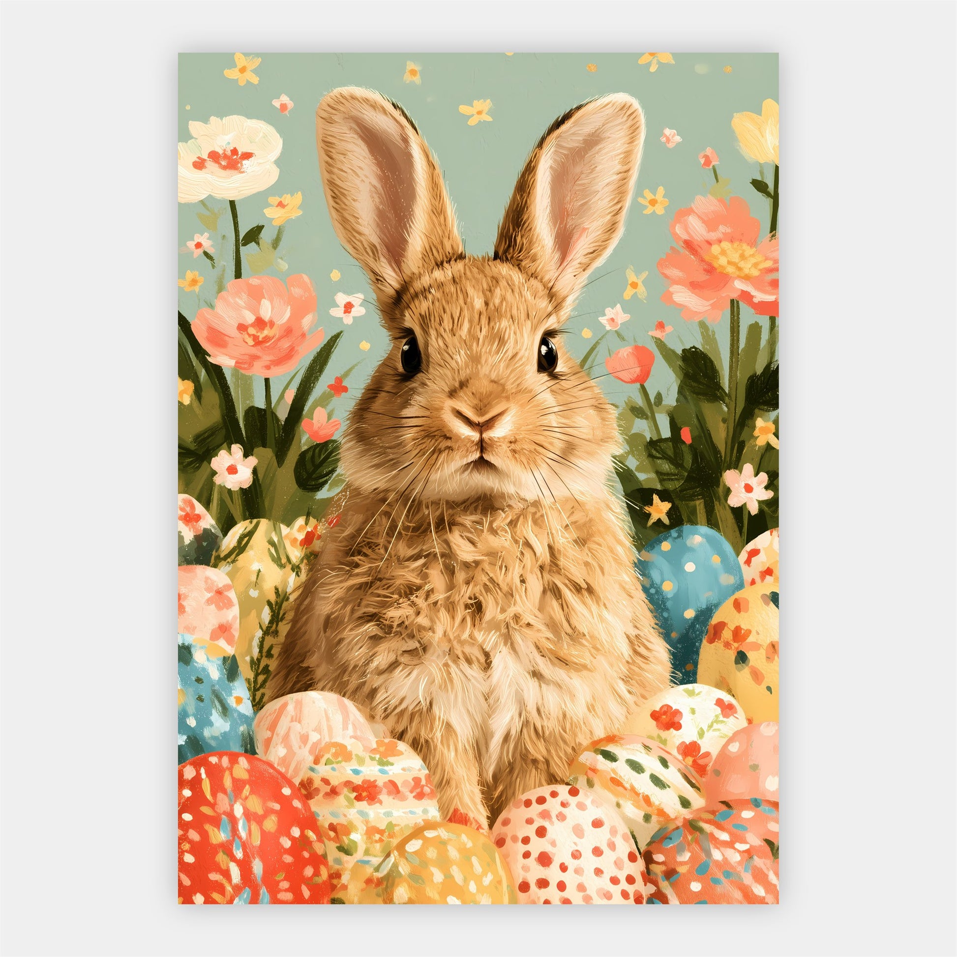 Osterhase mit bunten Eiern Poster – Freisteller