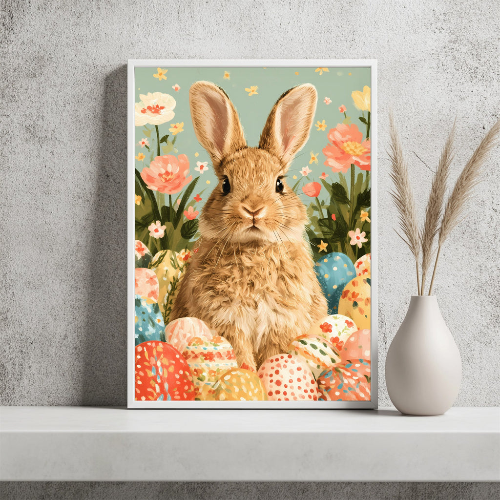 Osterhase mit bunten Eiern Poster – Raumansicht 2