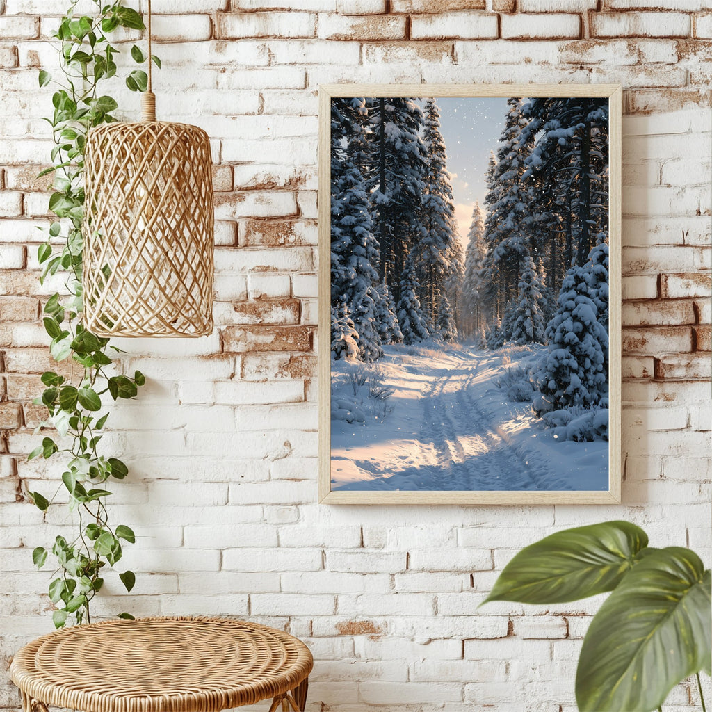 Verschneiter Winterwald Poster – Raumansicht 1