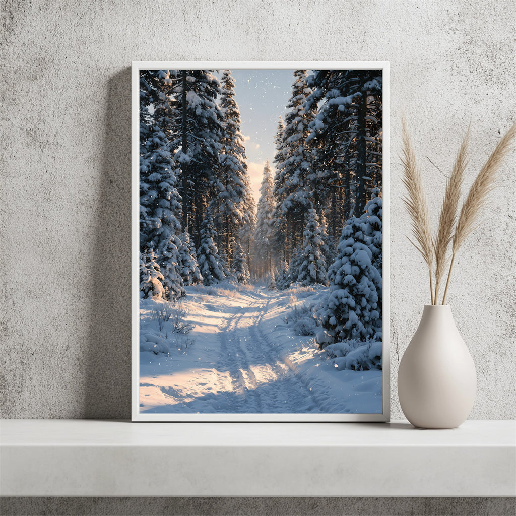 Verschneiter Winterwald Poster – Raumansicht 2