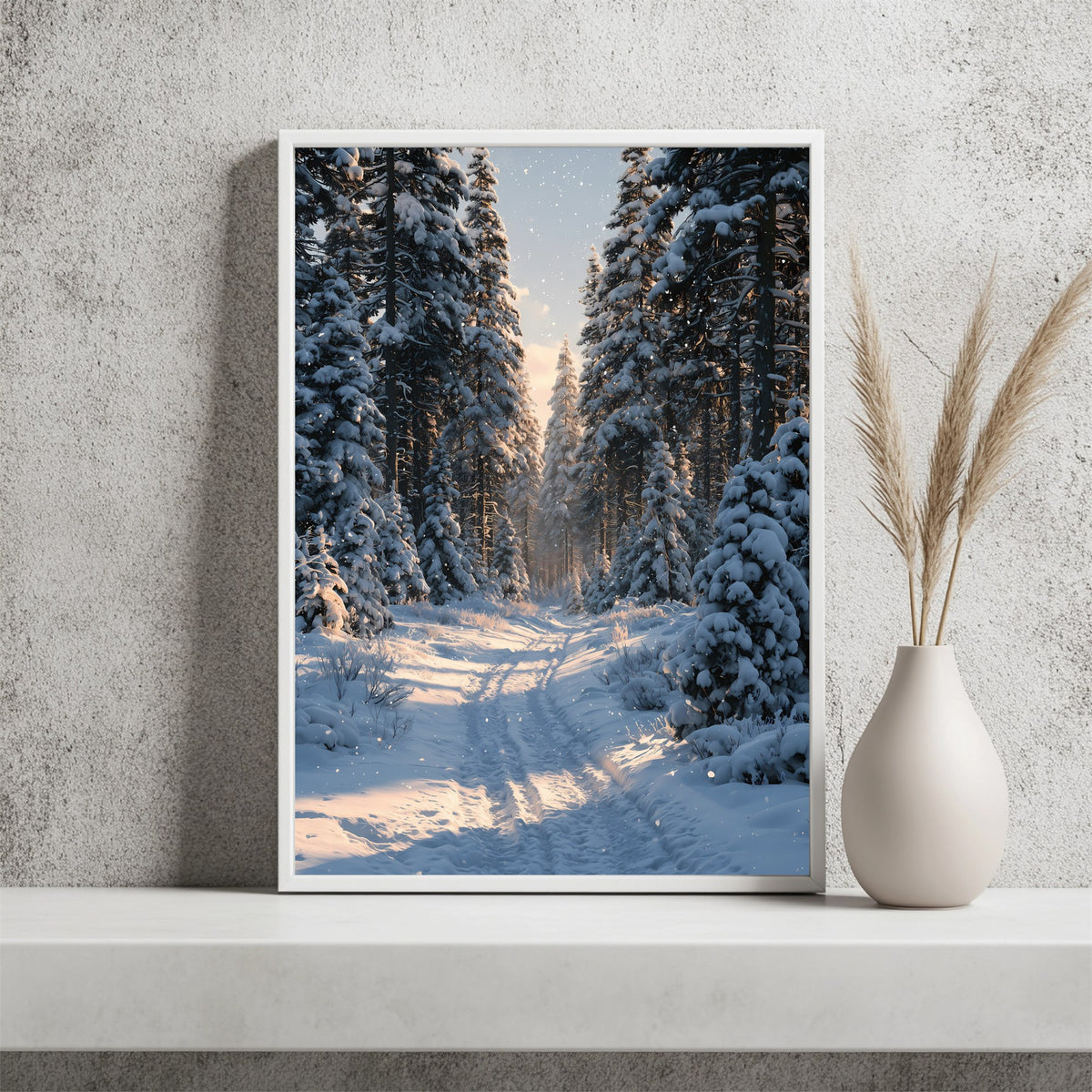 Verschneiter Winterwald Poster – Raumansicht 2