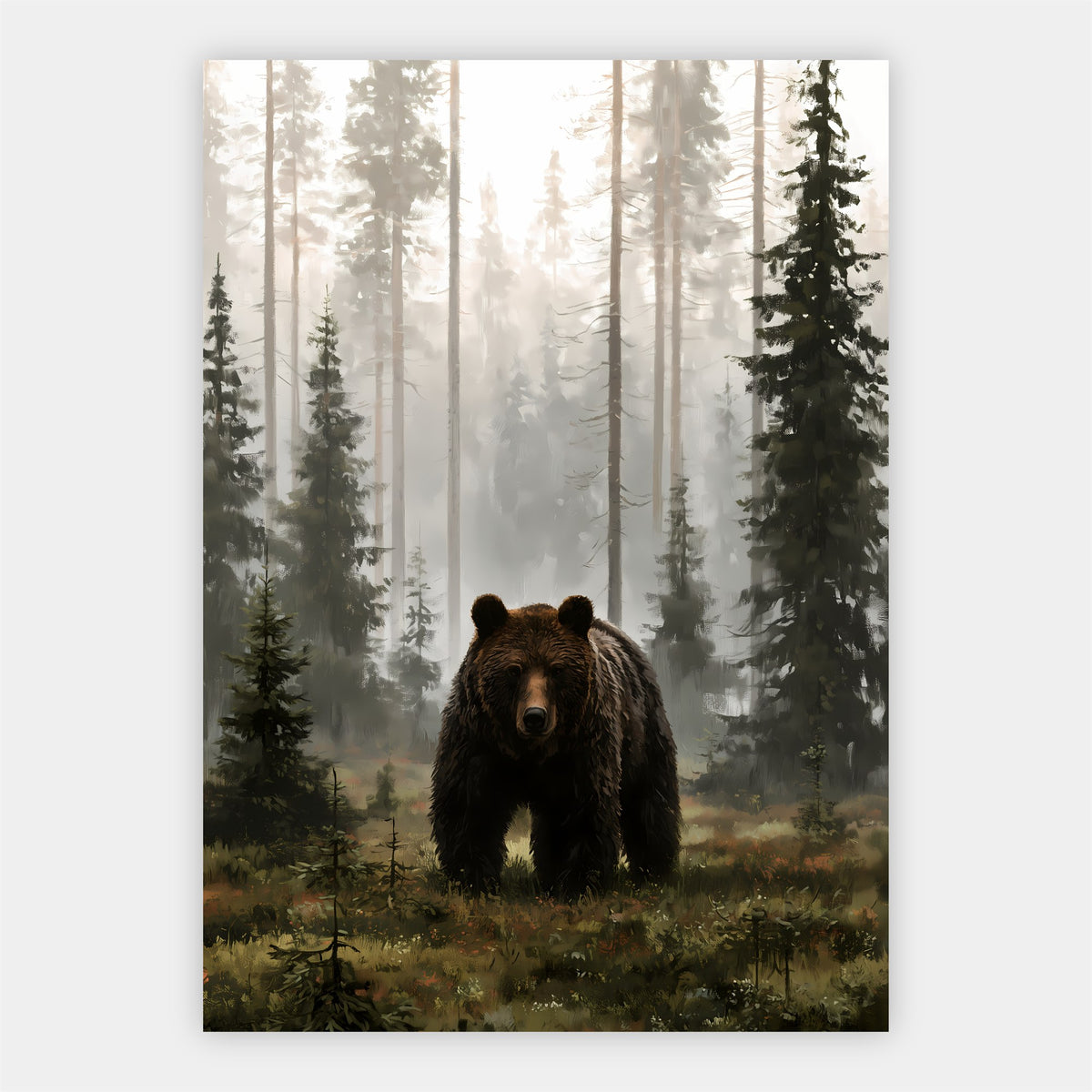 Bär im Nebelwald Poster – Freisteller