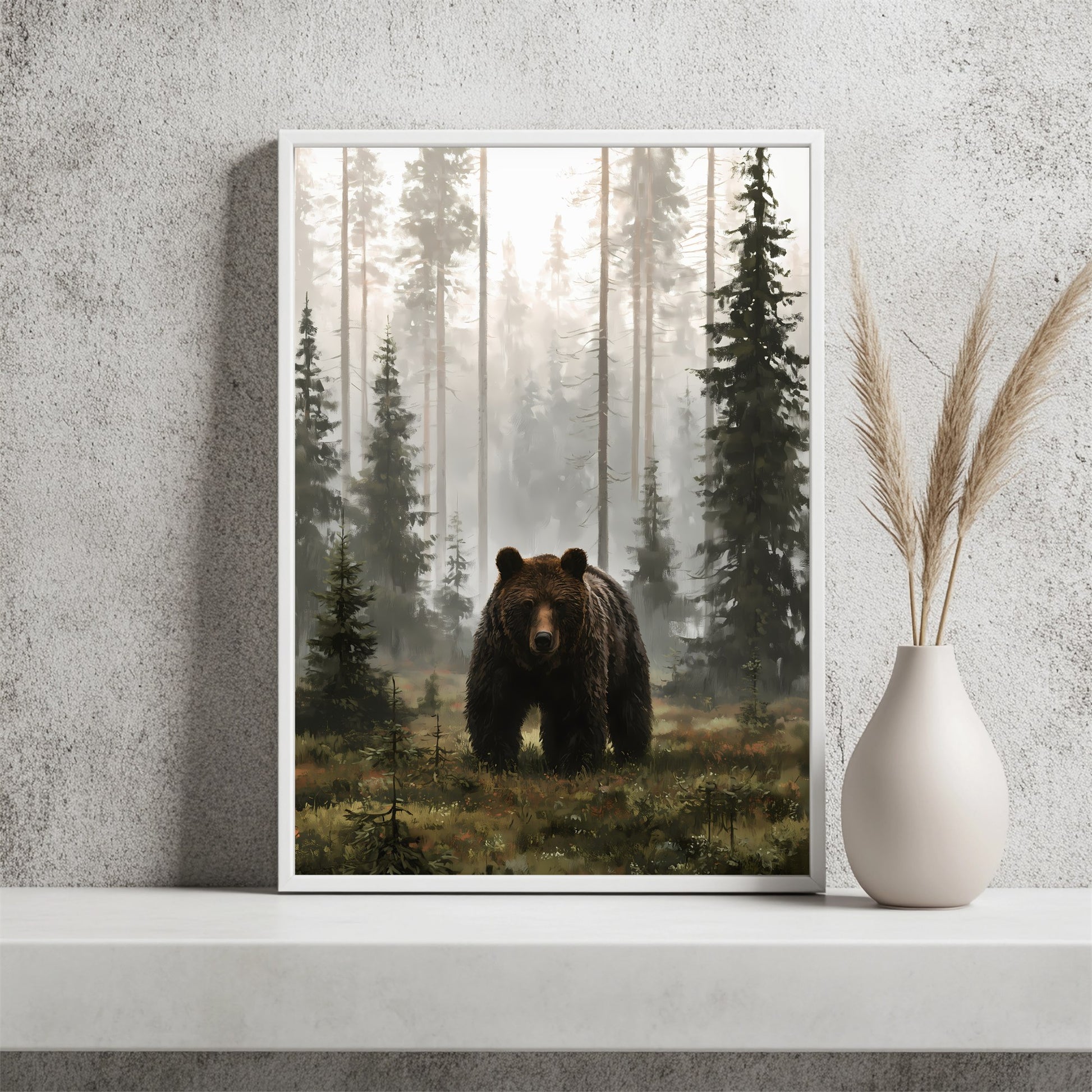 Bär im Nebelwald Poster – Raumansicht 2