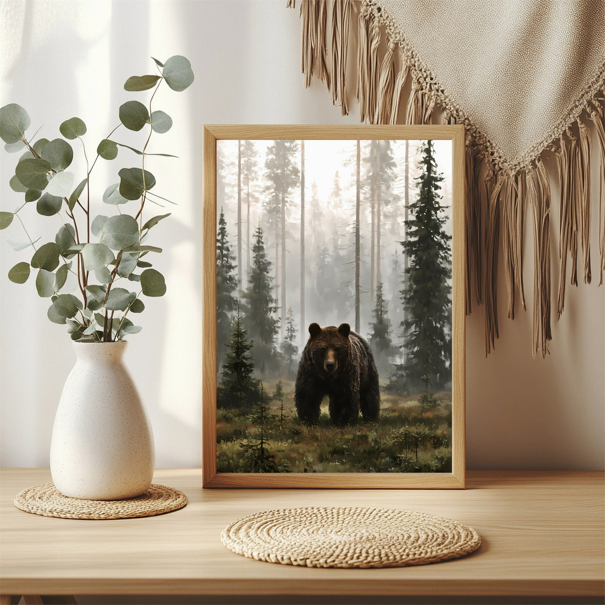 Bär im Nebelwald Poster – Raumansicht 3