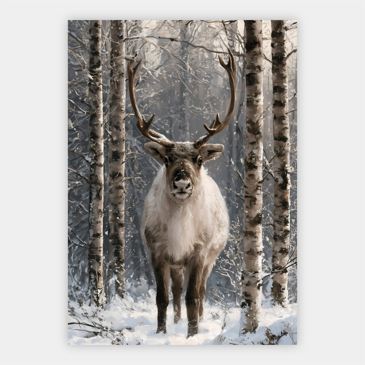 Rentier im Birkenwald Poster – Freisteller