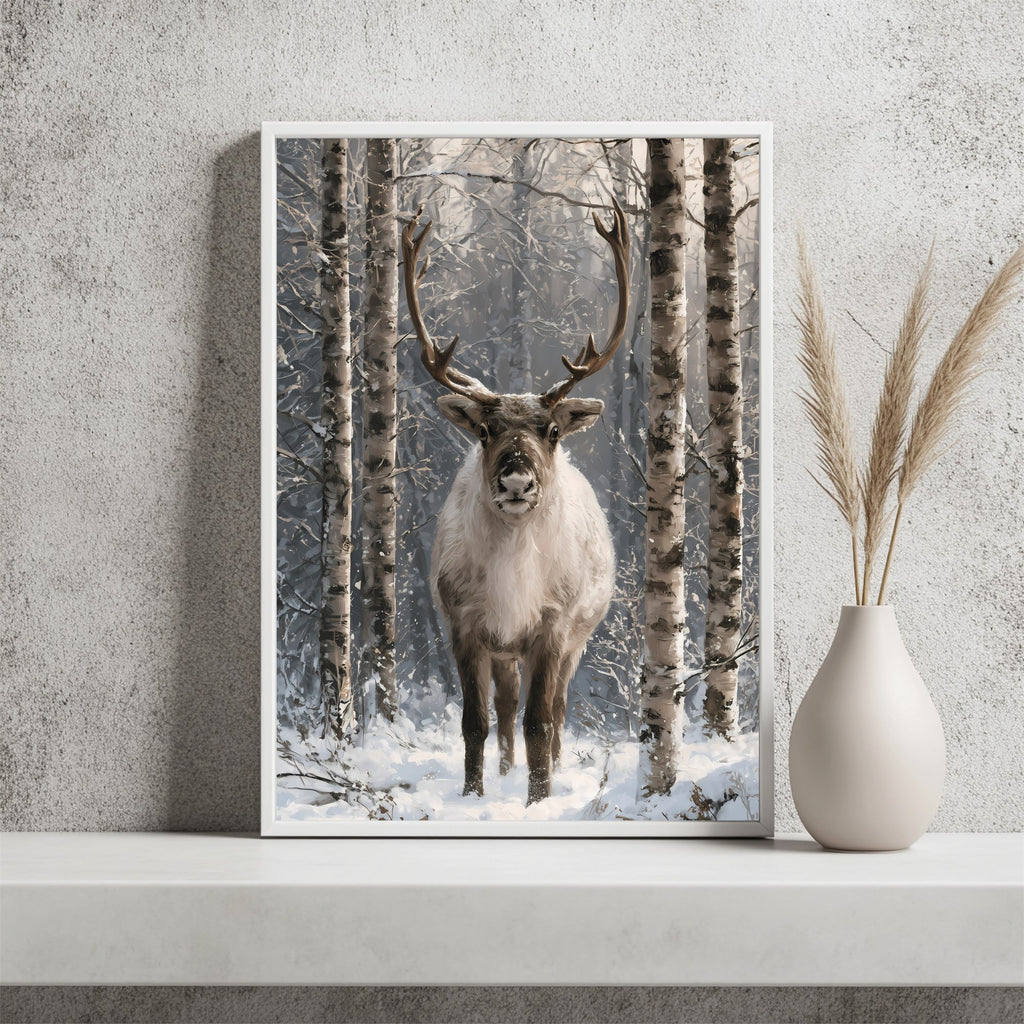 Rentier im Birkenwald Poster – Raumansicht 2