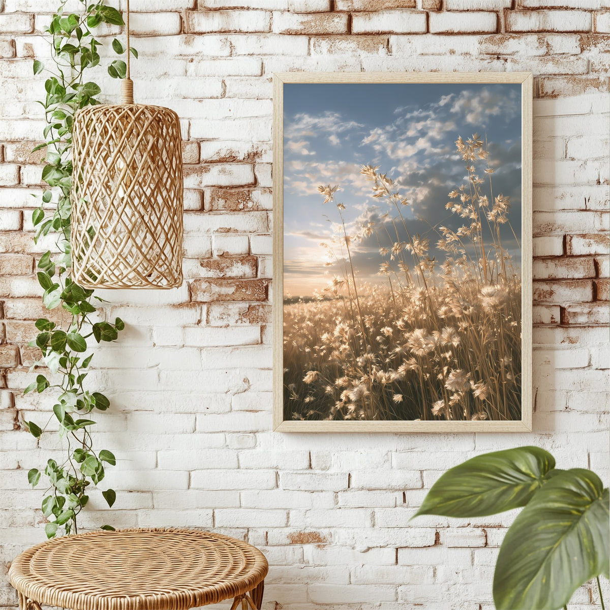 Gräser im Abendlicht Poster – Raumansicht 1