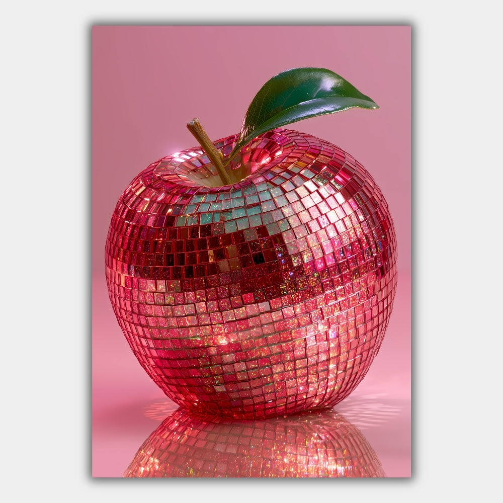 Discokugel Apfel Glitzer Poster – Produktansicht 1