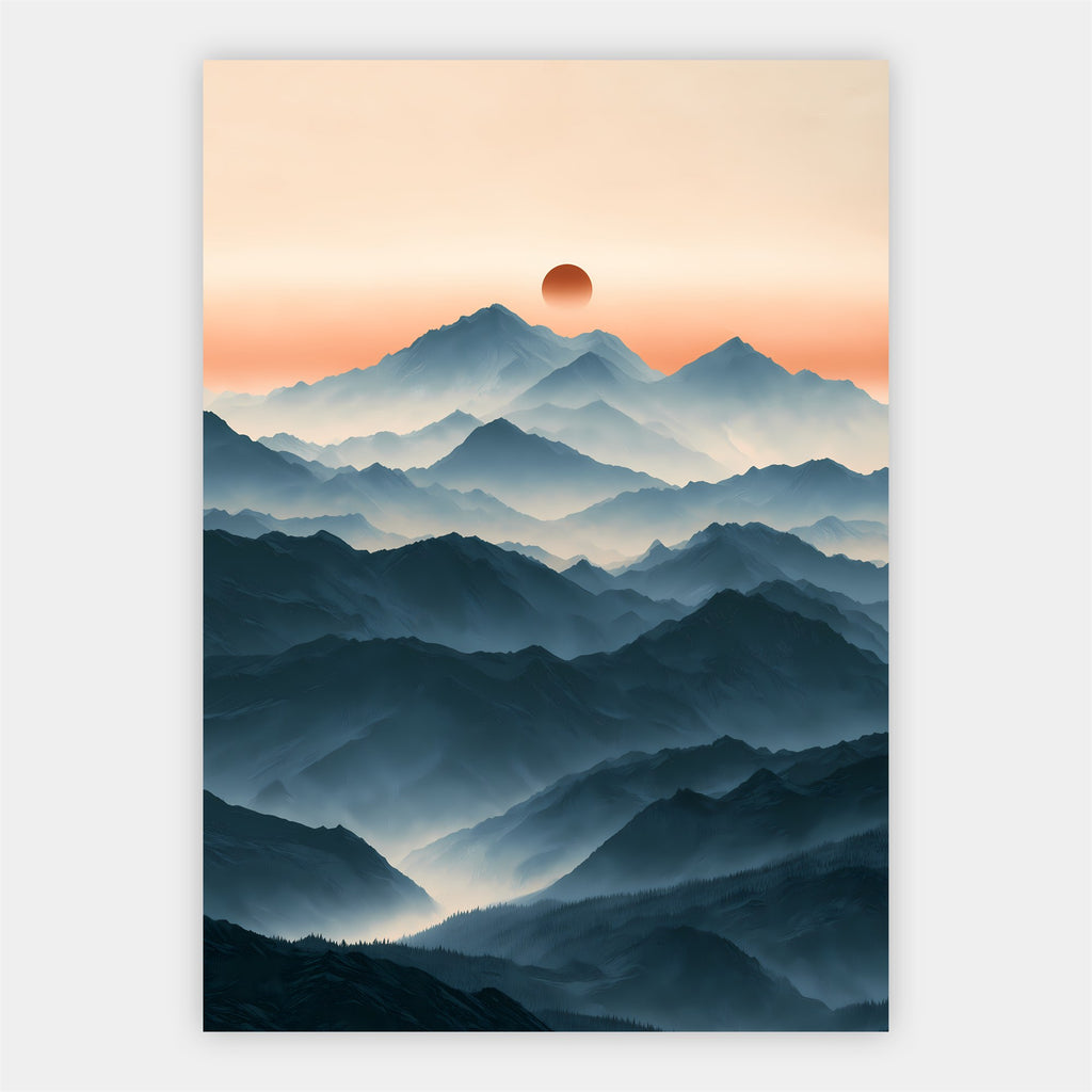 Bergschichten im Morgenlicht Poster – Freisteller