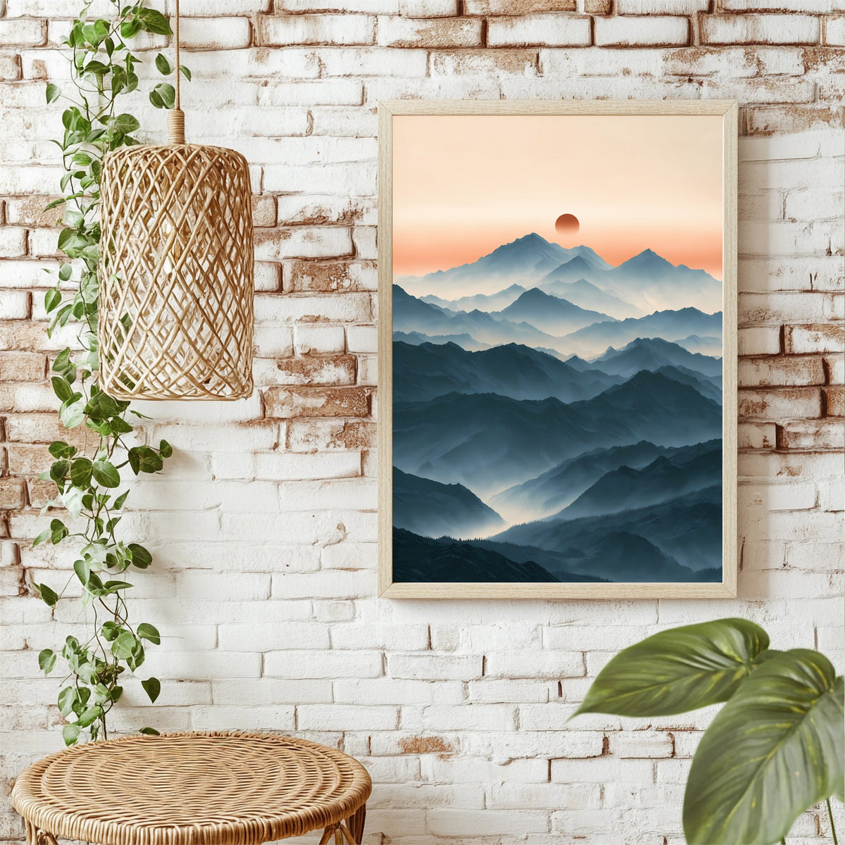 Bergschichten im Morgenlicht Poster – Raumansicht 1