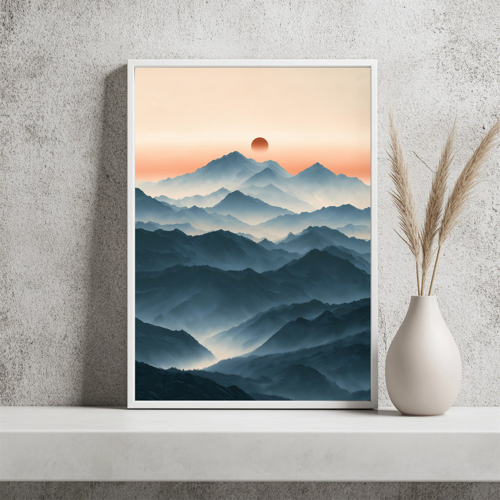 Bergschichten im Morgenlicht Poster – Raumansicht 2