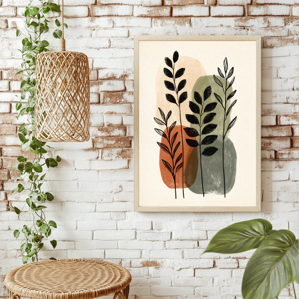 Minimalistische Blätter Poster – Raumansicht 1