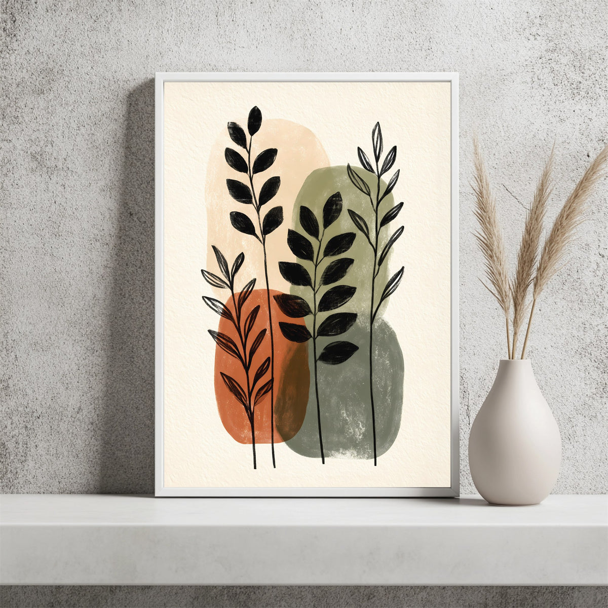 Minimalistische Blätter Poster – Raumansicht 2