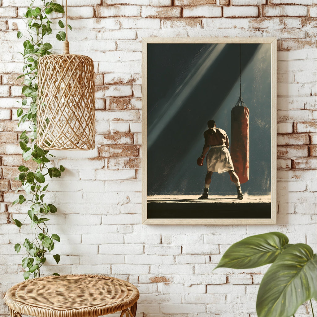 Boxer am Sandsack Poster – Raumansicht 1