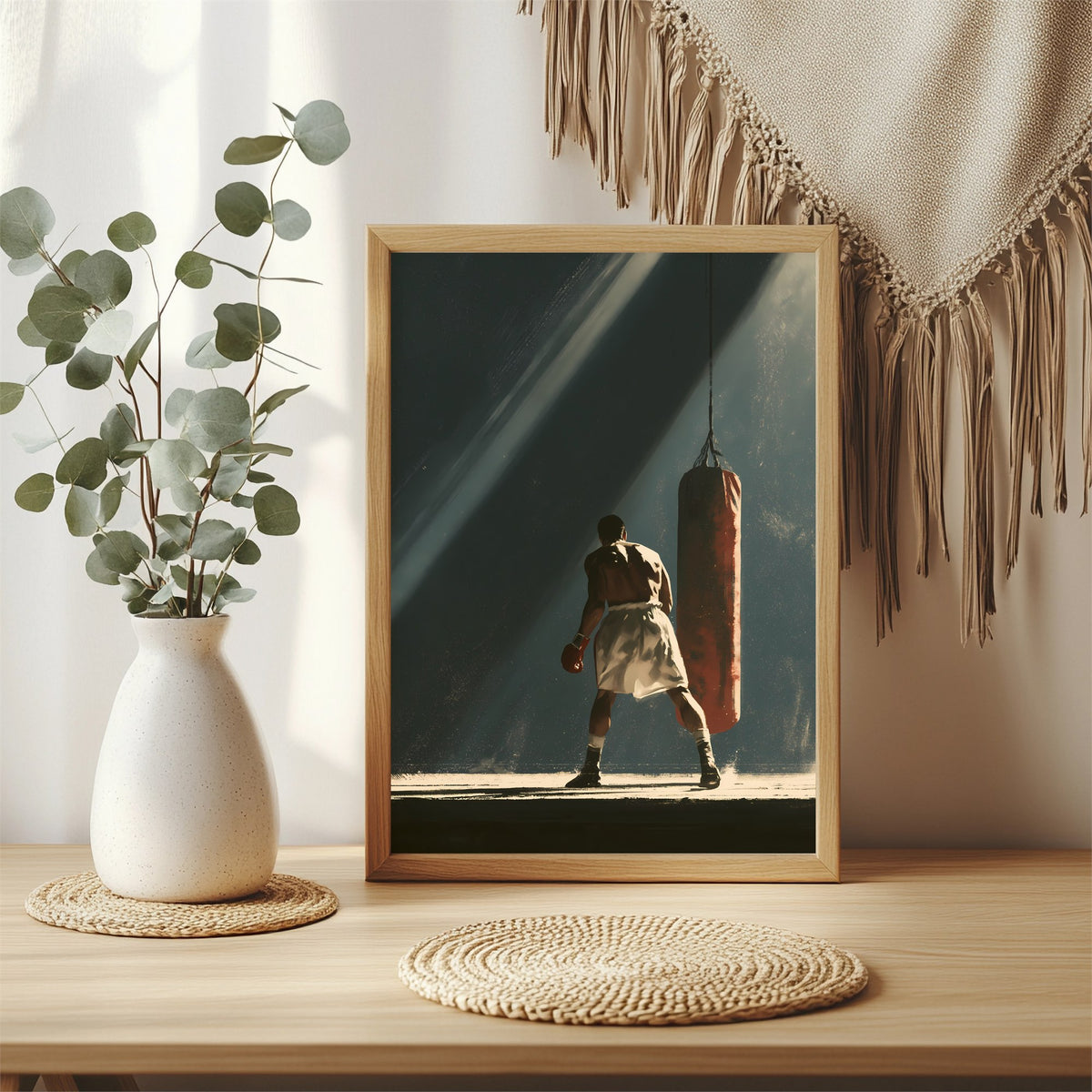Boxer am Sandsack Poster – Raumansicht 3