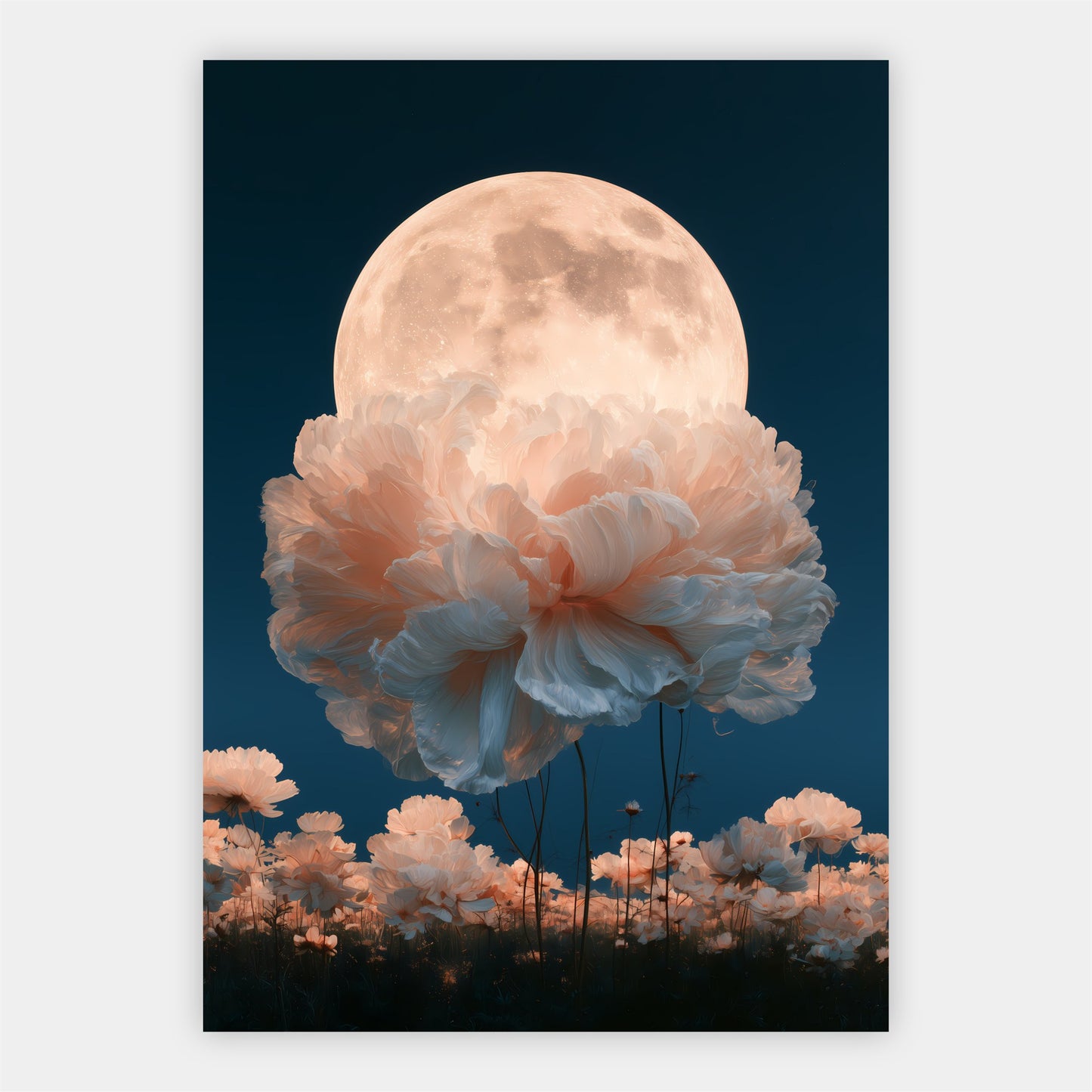 Blumenwolke vor dem Mond Poster – Freisteller
