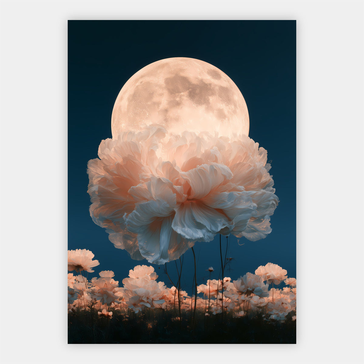Blumenwolke vor dem Mond Poster – Freisteller