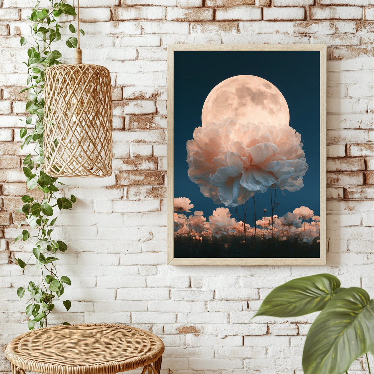 Blumenwolke vor dem Mond Poster – Raumansicht 1