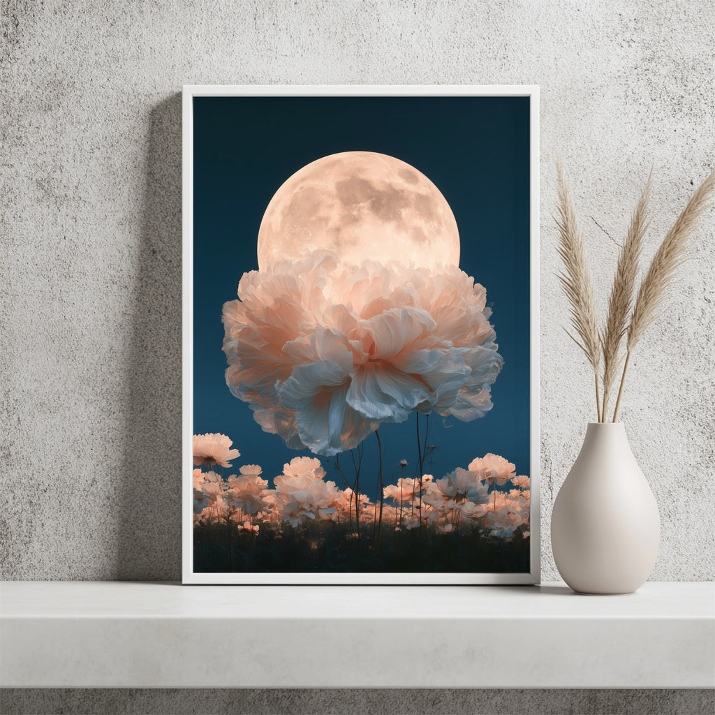 Blumenwolke vor dem Mond Poster – Raumansicht 2
