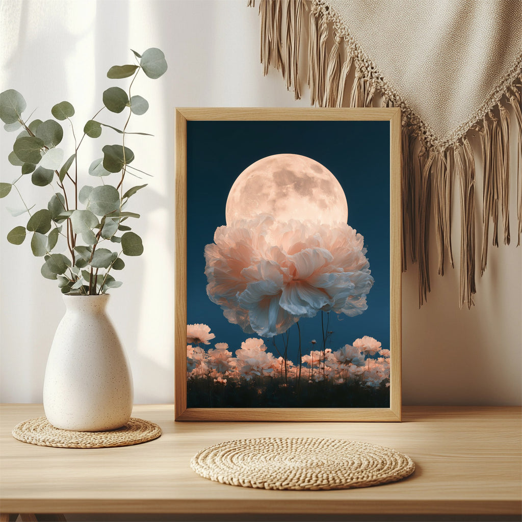 Blumenwolke vor dem Mond Poster – Raumansicht 3