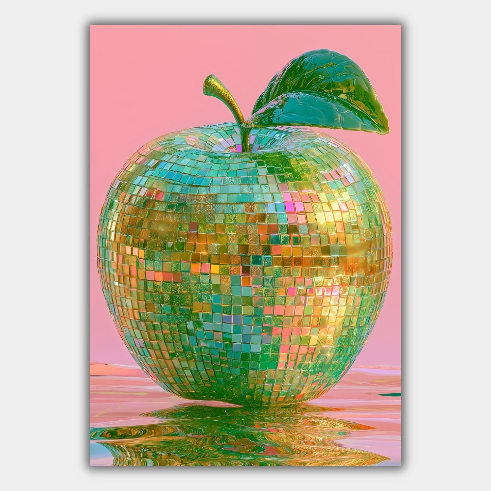 Discokugel Apfel Regenbogen Glitzer Poster – Produktansicht 1