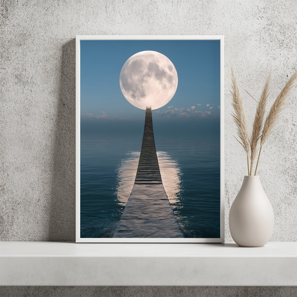 Steg zum Vollmond Poster – Raumansicht 2