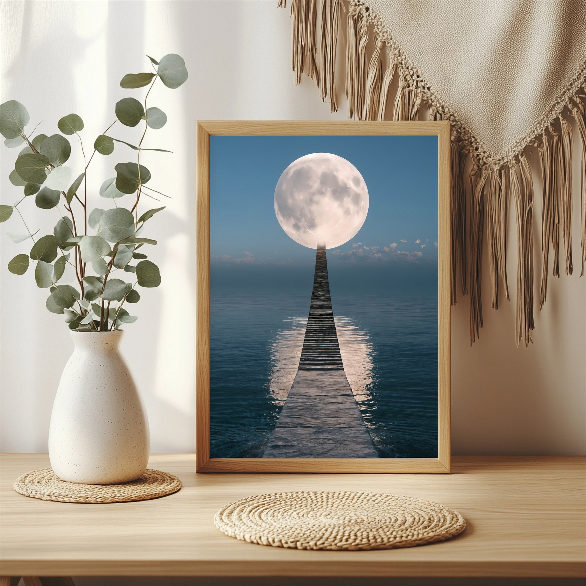 Steg zum Vollmond Poster – Raumansicht 3