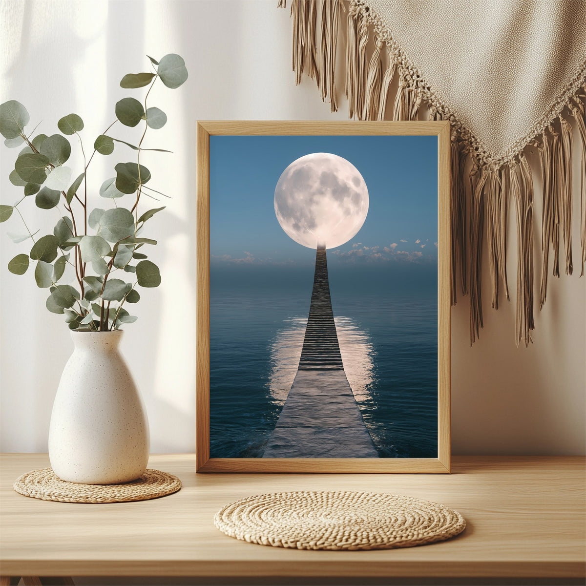 Steg zum Vollmond Poster – Raumansicht 3