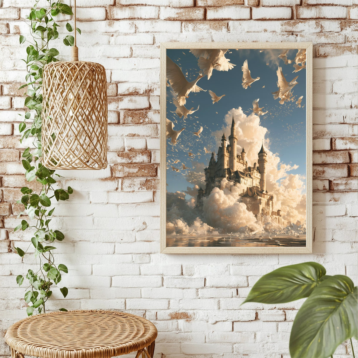 Schloss in den Wolken Poster – Raumansicht 1