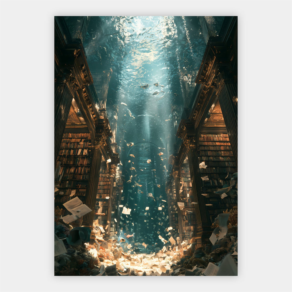 Unterwasser Bibliothek Poster – Freisteller