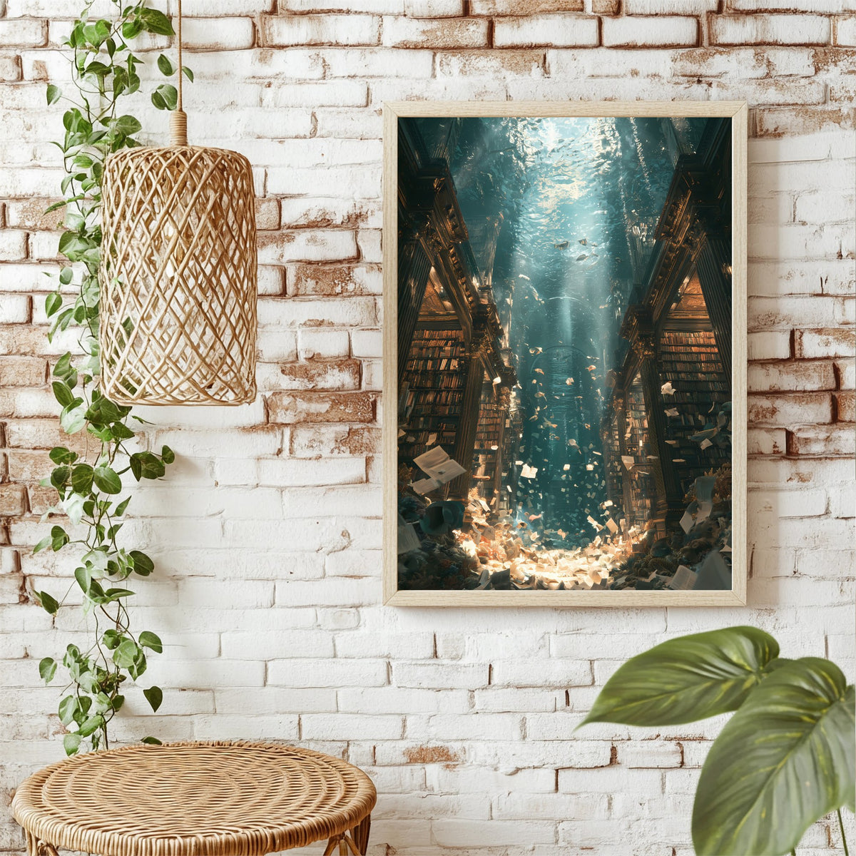 Unterwasser Bibliothek Poster – Raumansicht 1