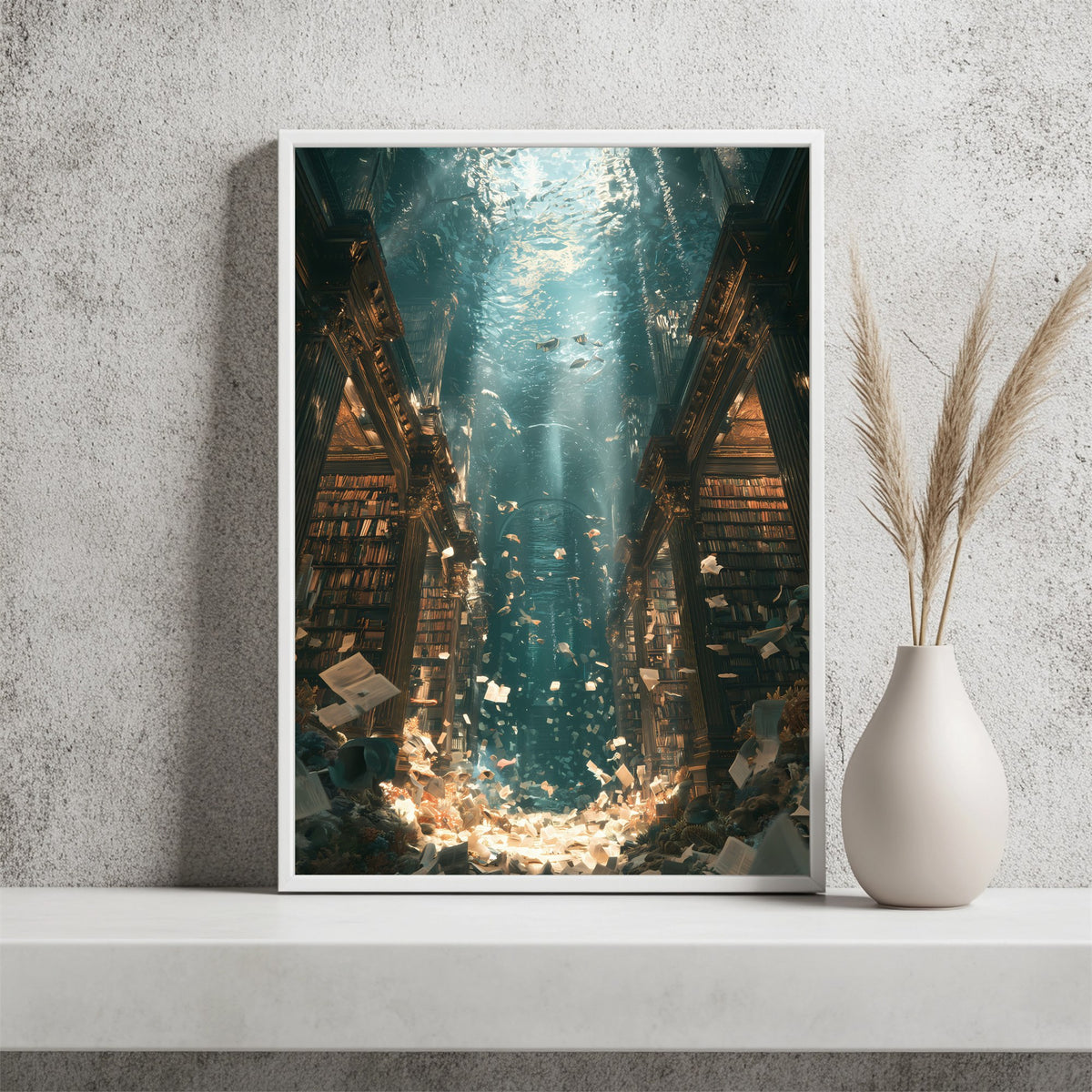 Unterwasser Bibliothek Poster – Raumansicht 2