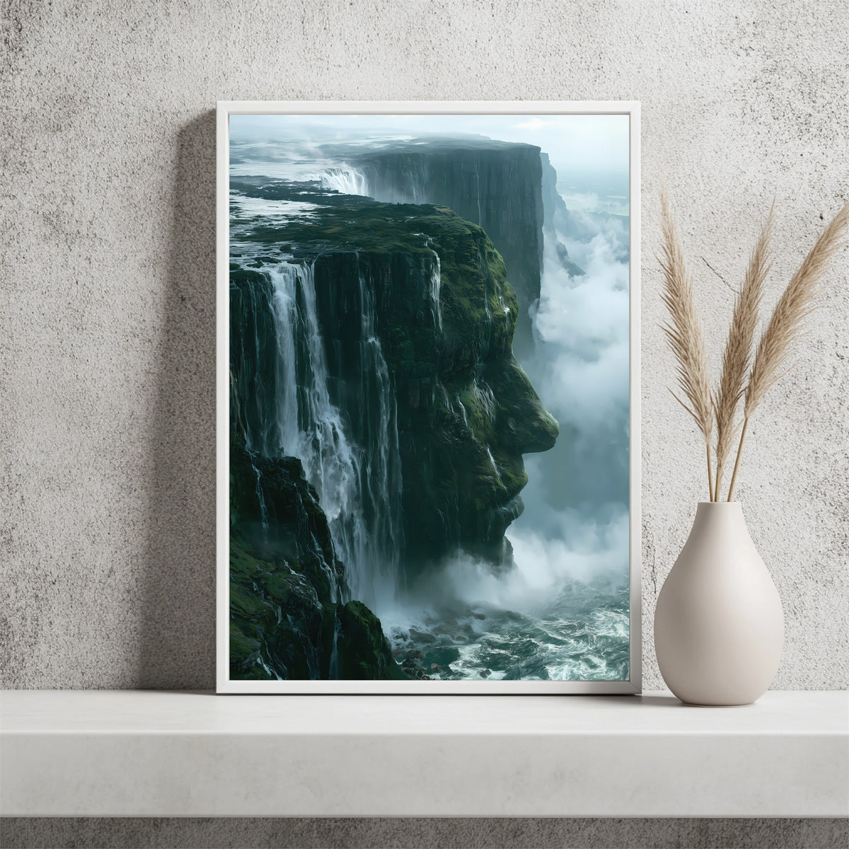 Schwebende Wasserfallklippen Poster – Raumansicht 2