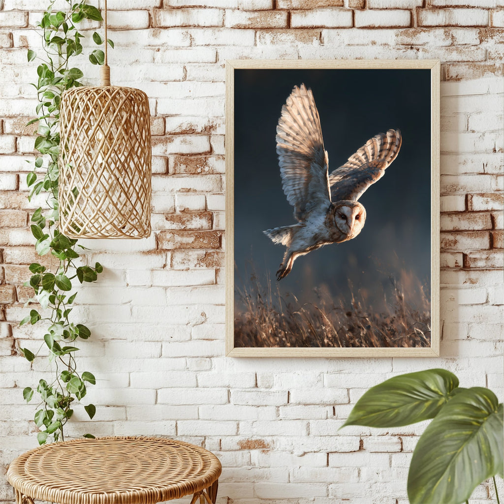 Fliegende Schleiereule Poster – Raumansicht 1