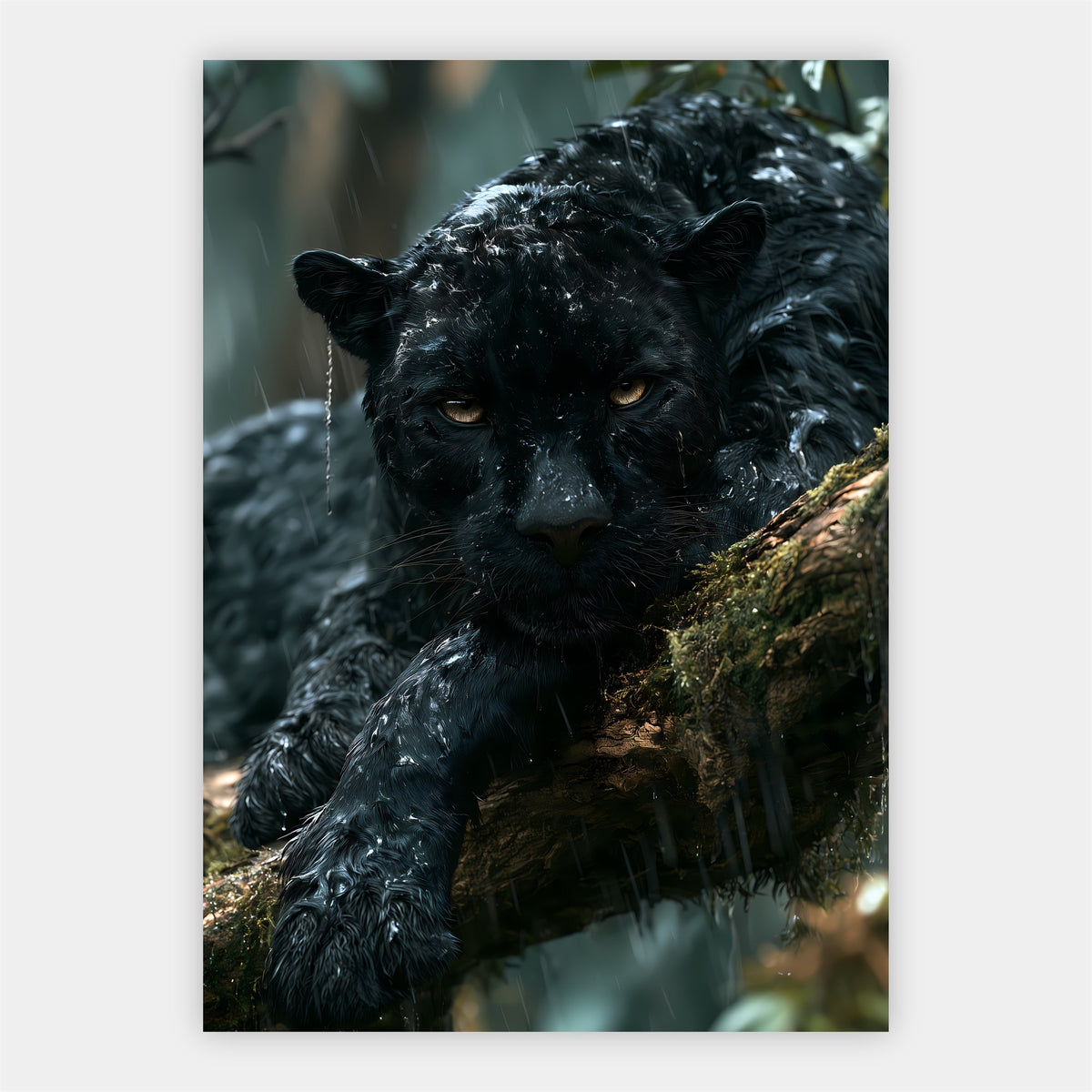 Schwarzer Panther im Regen Poster – Freisteller