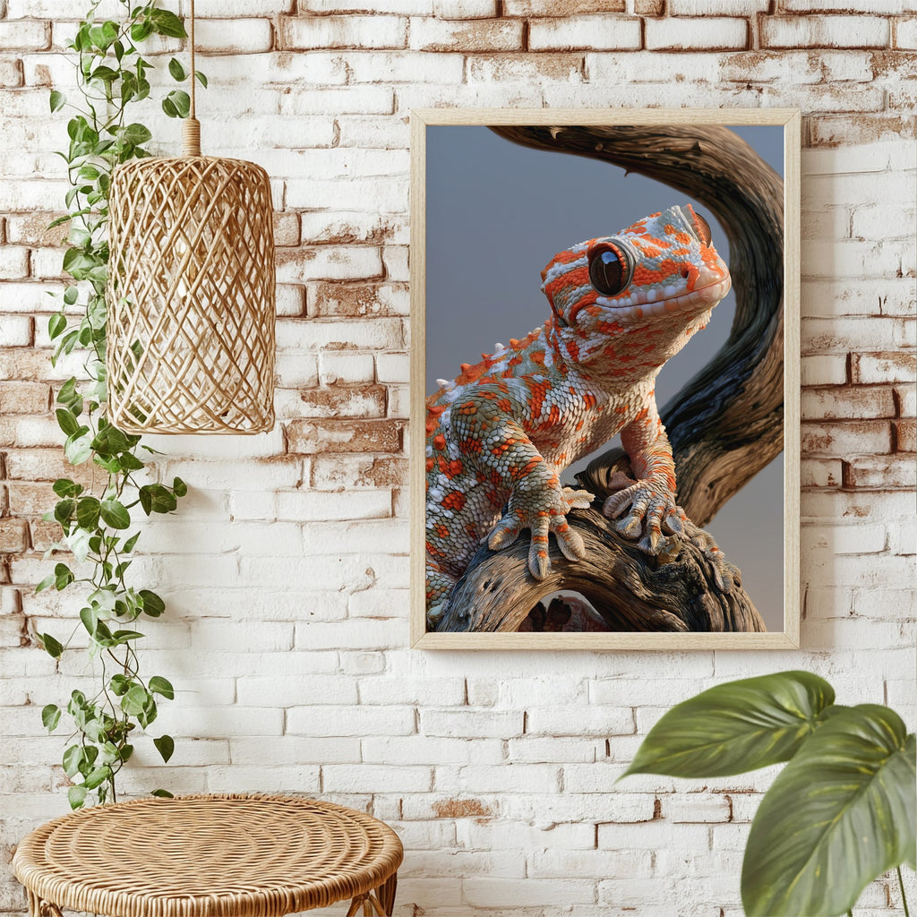 Orangefarbener Gecko Poster – Raumansicht 1