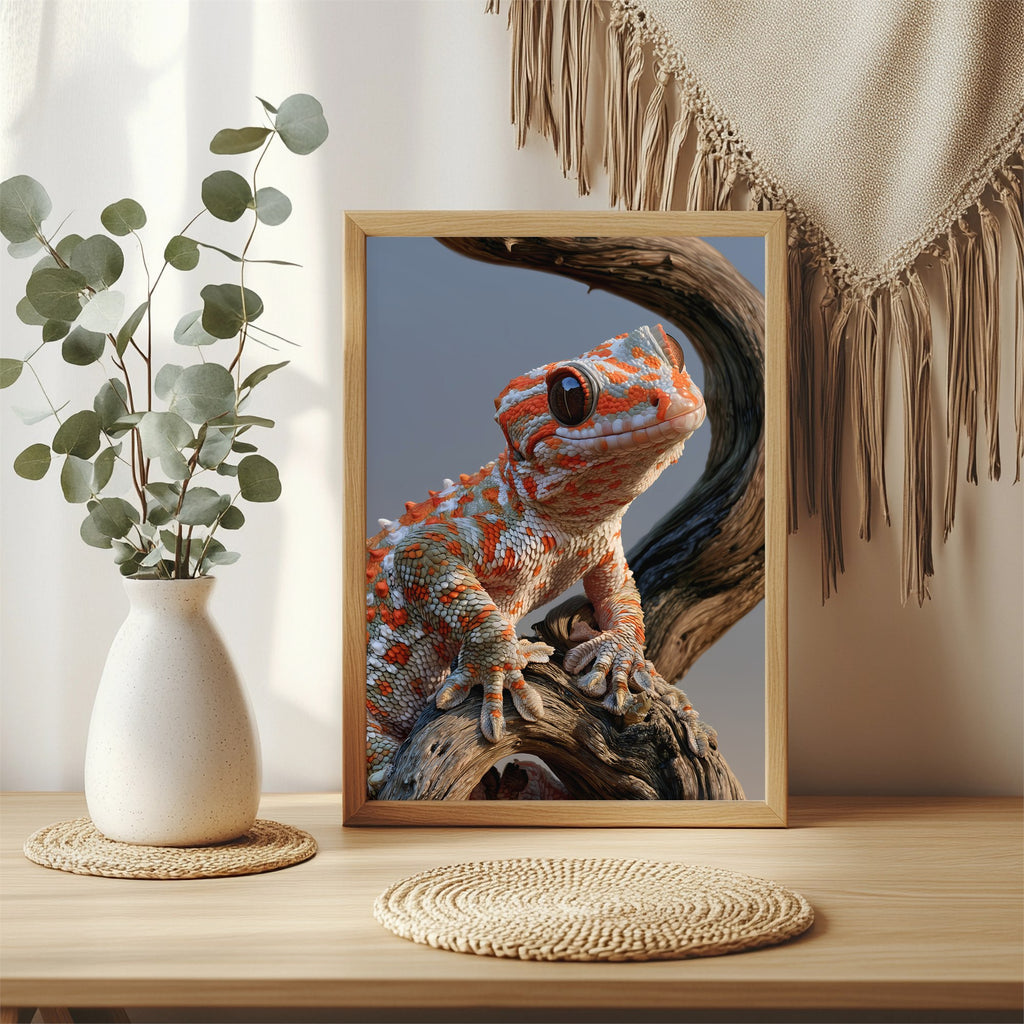 Orangefarbener Gecko Poster – Raumansicht 3